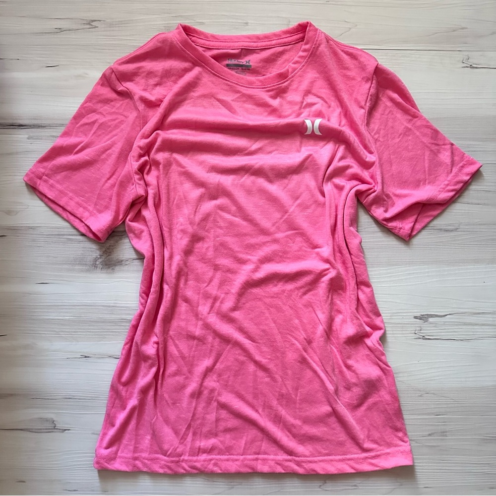 Hurley Girls’ Vibrant Pink Crewneck Short Sleeve Tee Shirt